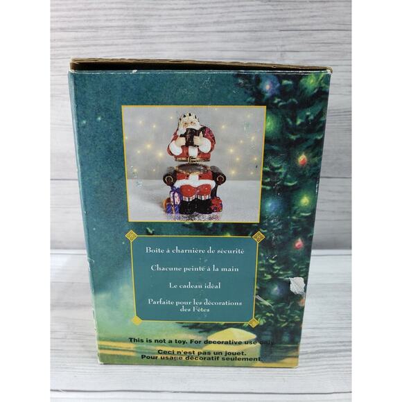 Traditions Porcelain Christmas Santa Claus Hinged Decorative Trinket Box - Picture 3 of 7